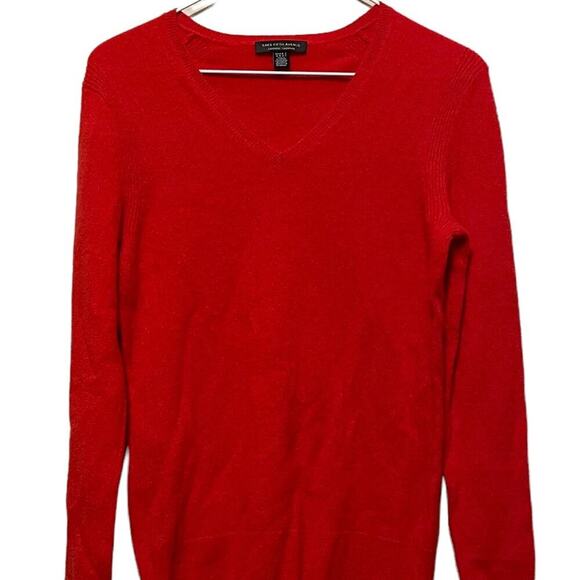 Saks Fifth Avenue Red Cashmere V-Neck Sweater - Picture 11 of 11